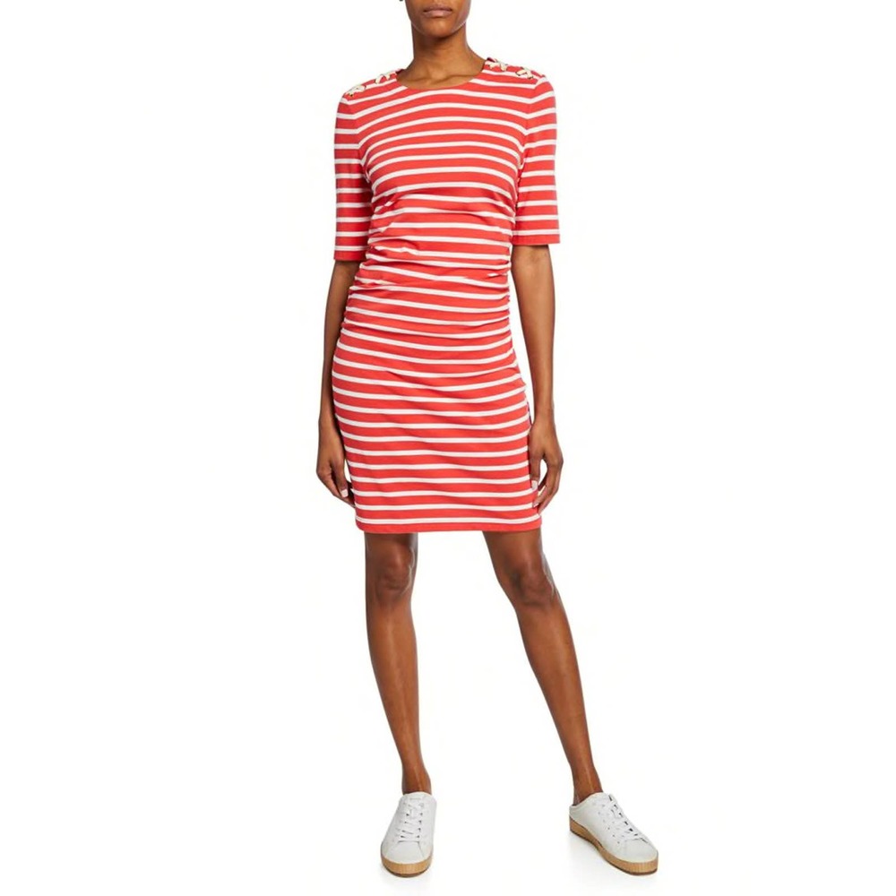 Veronica Beard Foley Ruched Stripe Dress